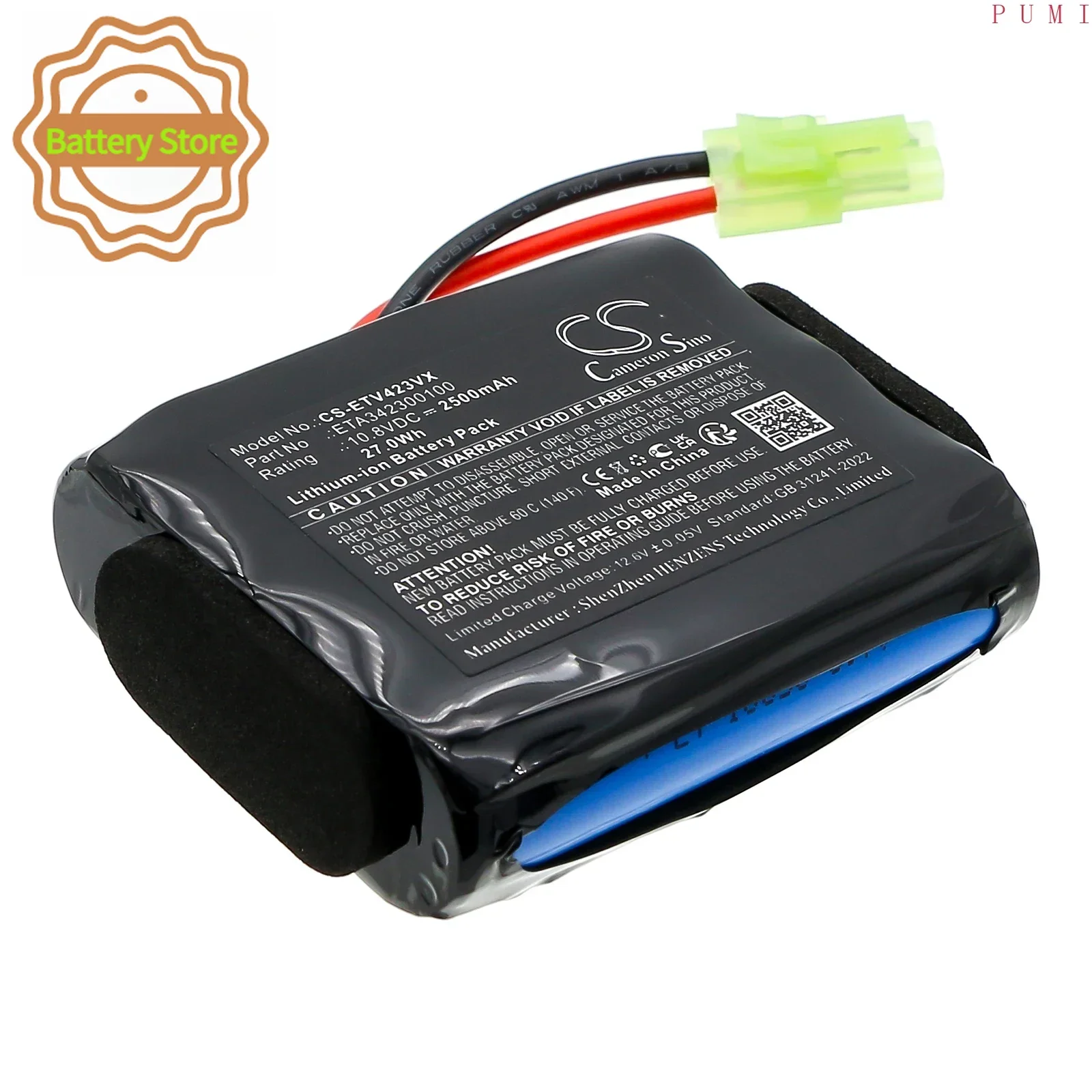 CS Replacement Battery for ETA 3423 Verto II,ETA342390000 PN:ETA342300100,ETA342300101 2500mAh / 27Wh
