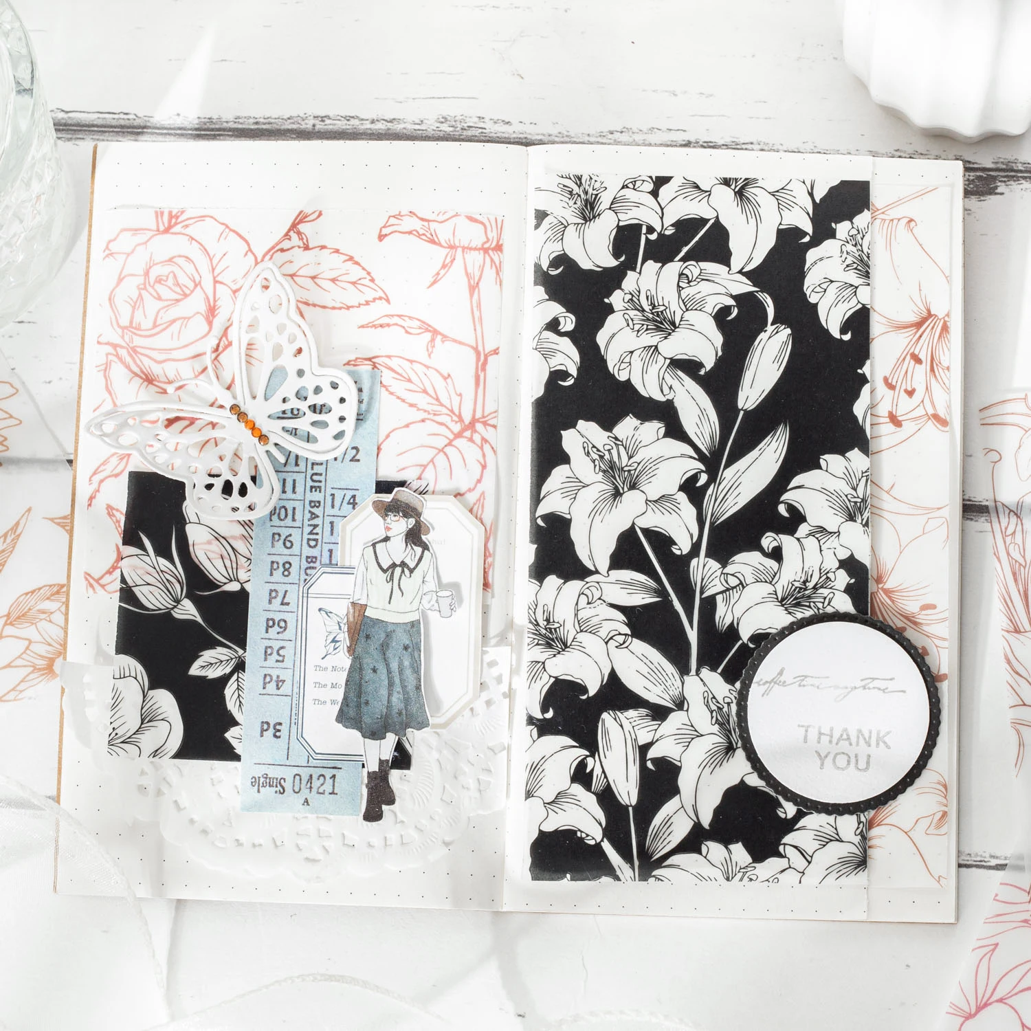 10 Sheets Blossming In Ink Series Vintage Plant Background Material Paper Creative DIY Junk Journal Collage Decor Stationery