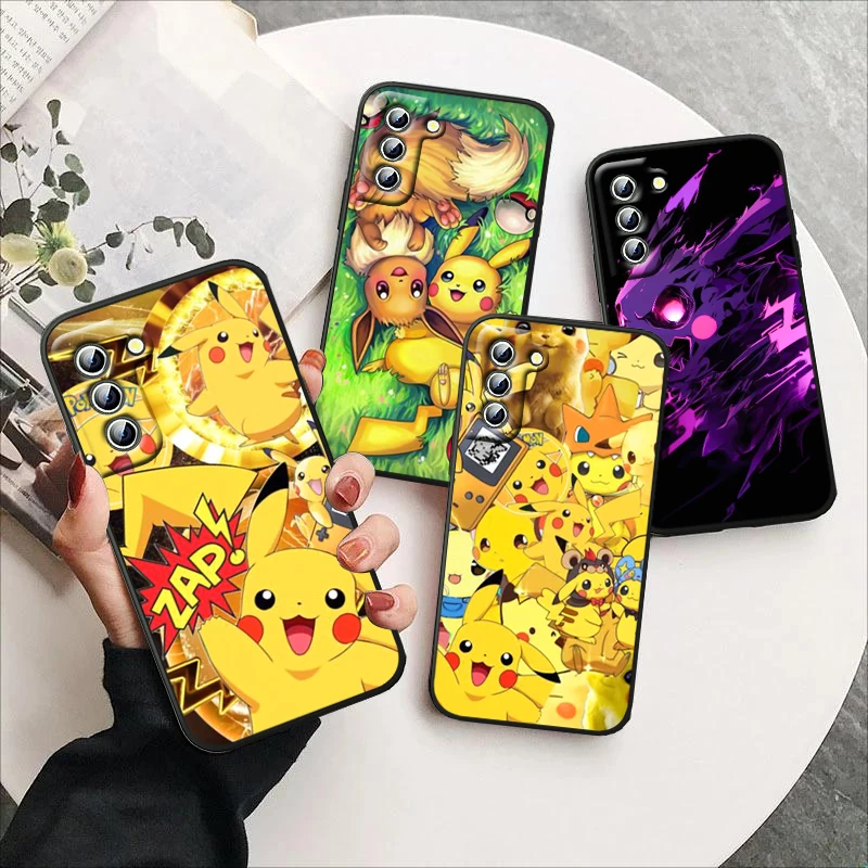 Pikachu Cute Cartoon For Samsung A2 A01 A04 A02 A20 A30 A42 A10 A11 A81 A91 A31 A71 A51 S E Core 4G 5G Black Phone Case