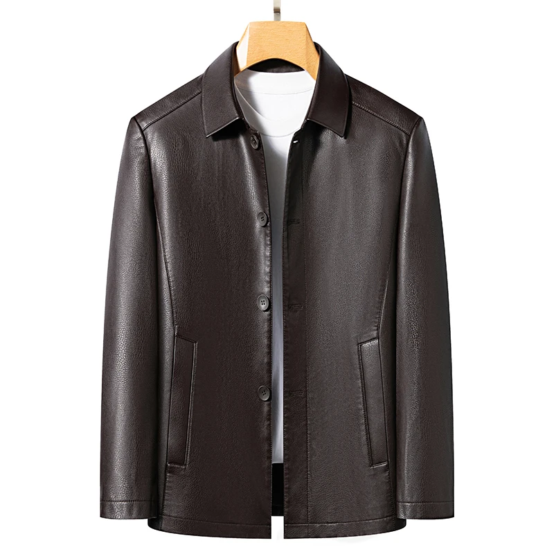 YN-2332 Men's New Thin Lapel Leather Jacket With Single Breasted Genuine Leather Jacket, Spring And Autumn Suit Sheepskin Jacket