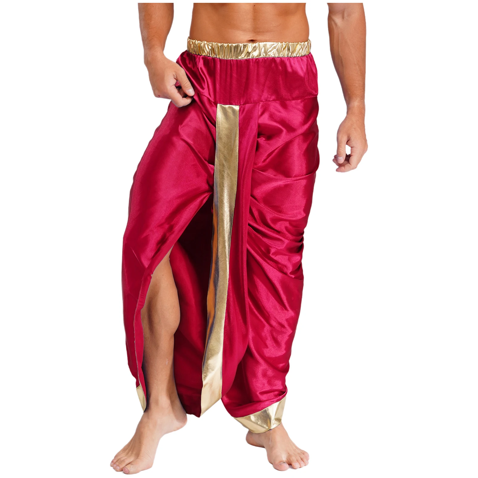 Men Halloween Festival Readymade Dhoti Pants with Dupatta Arabic Indian Traditional Trousers Festival Party Cosplay Costumes