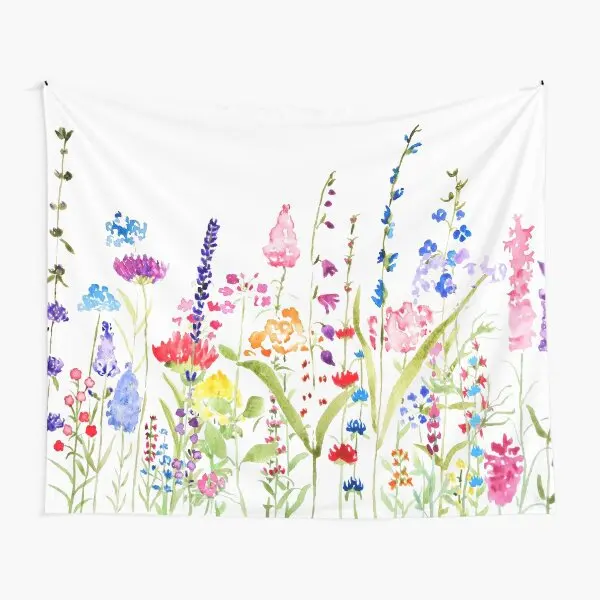 

Hand Painted Colorful Wild Flower Field Tapestry Towel Bedroom Blanket Art Living Decoration Mat Printed Decor Travel Bedspread