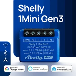 Shelly 1 Mini Gen3 WiFi Smart Switch Matter 8A Automate Lights Garage Door Irrigation System Small Electrical Appliance Home