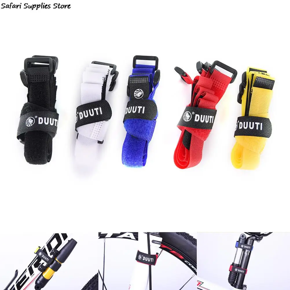 1pcs Bike Bicycle Pump Holder Ties Fixed Cable Tie Power Wire Management Magic Tape Sticks Nylon Strap