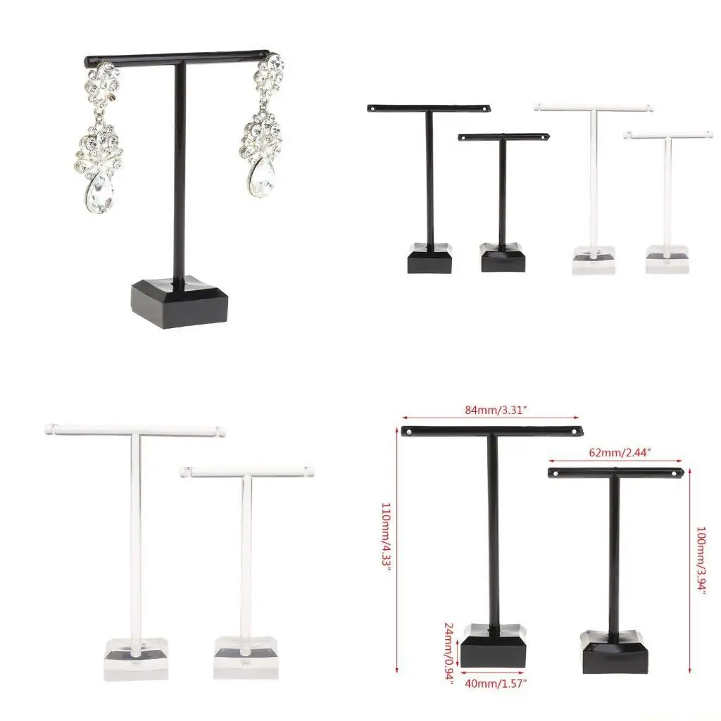 

31BF 2 шт. Черные серьги для Т-образной подставки Съемные акриловые серьги для хранения витрин