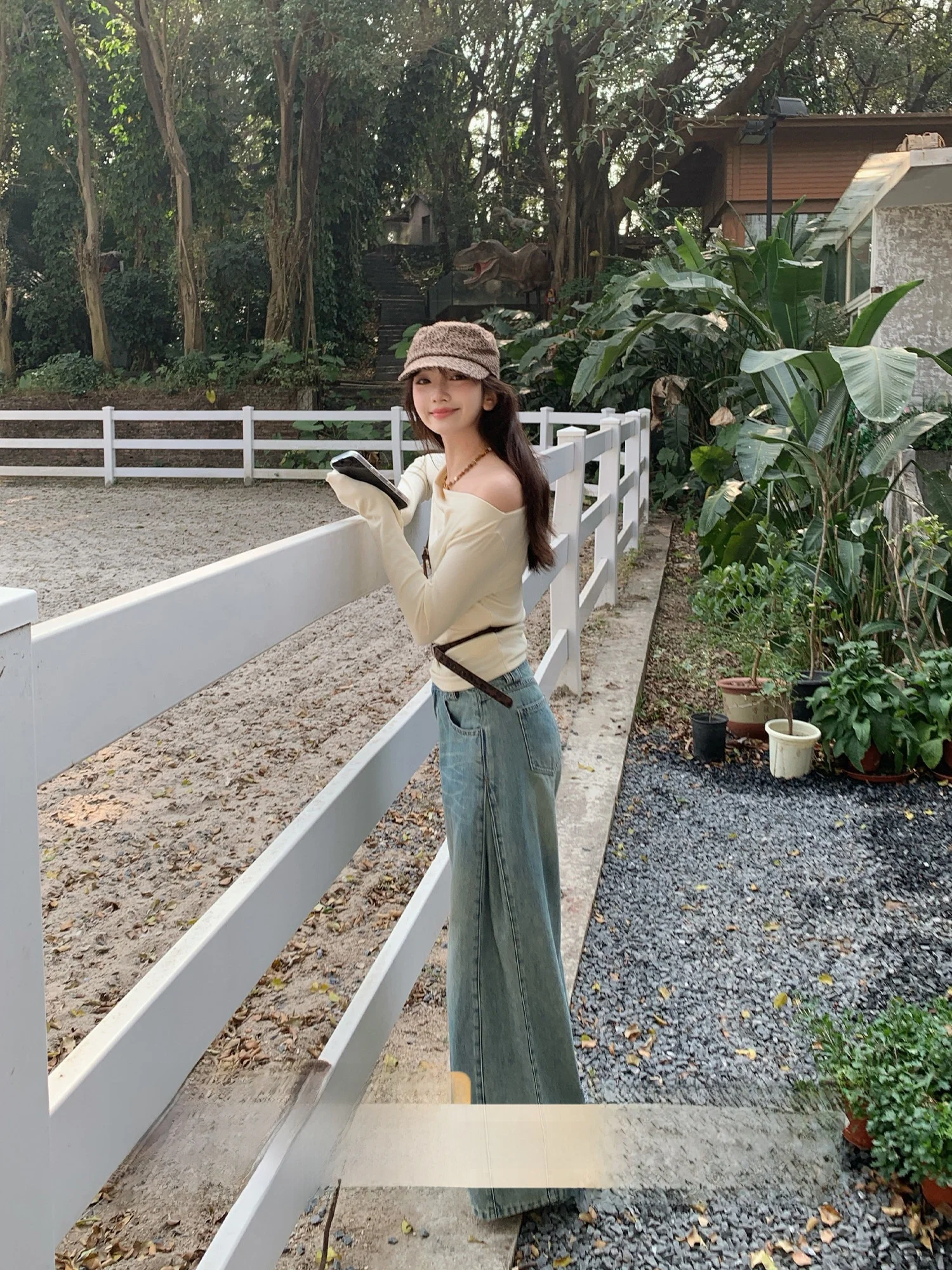

Spring Faion High Waist Wide Leg Jeans Street Sle Small Size Denim Pants Casual Cotton Zipper Pure Color Ladies Jeans
