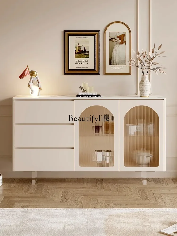 

FG17**French Cream Wind Suspension Side Cabinet Modern Simple Ultra-thin Solid Wood Entrance Cabinet