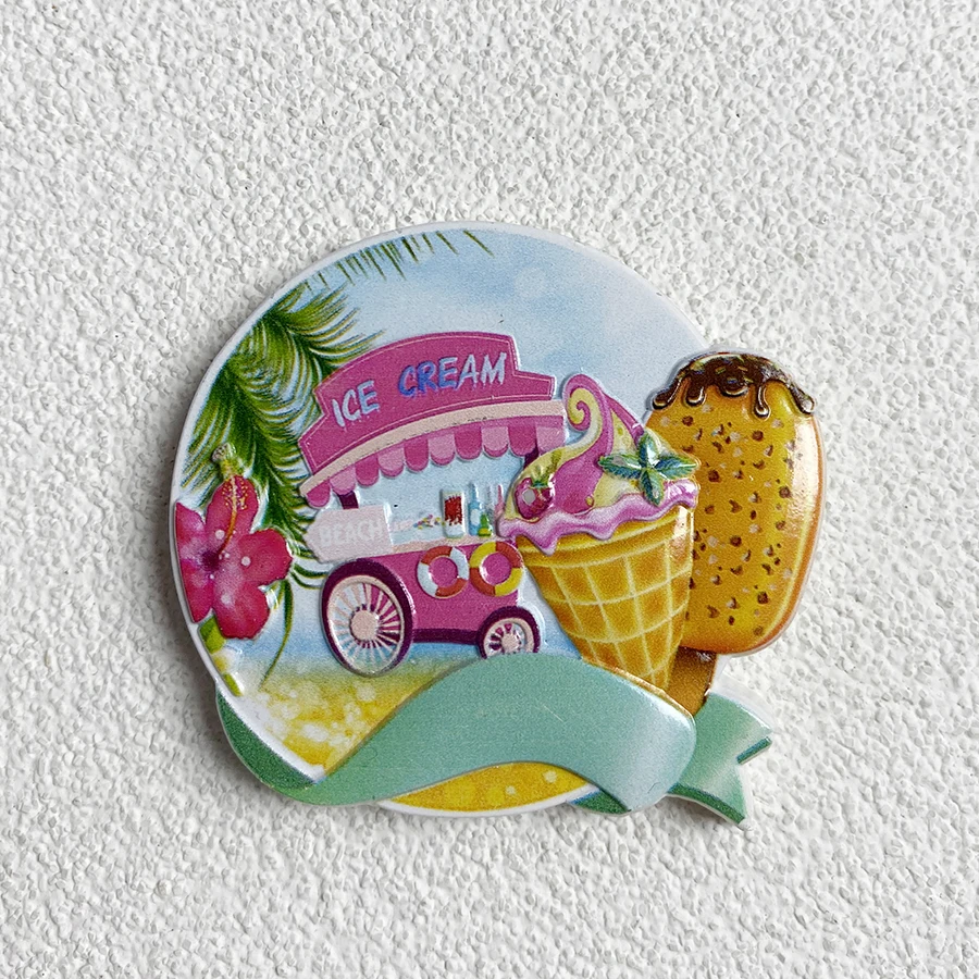 Ice cream, Barcelona, cream, St. Martin, Santa Ana travel souvenirs, refrigerator stickers, 3D printed home decor crafts