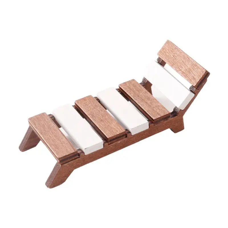 1:12 Dollhouse Miniature Beach Chair Lounger Furniture Home Model Decor Toy Doll House Accessories DIY Scene