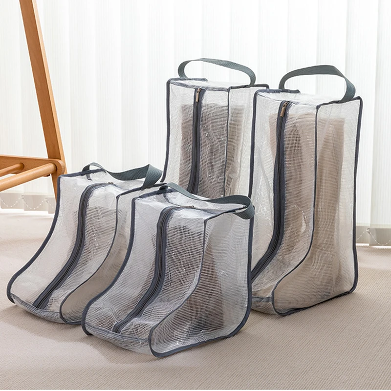 boot storage bag Waterproof dustproof transparent Shoes protection bag Zippered portable boots pocket Household travel storage