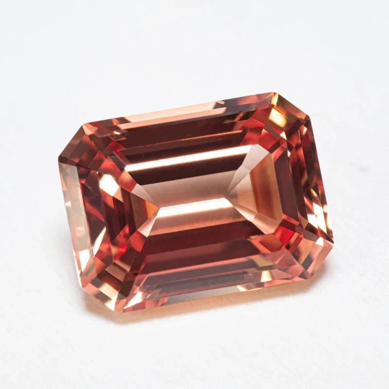 Lab Grown Sapphire Sunset Orange Color Emerald Cut VVS1 Selectable AGL Certificate Gemstone Charms DIY Jewelry Making Materials