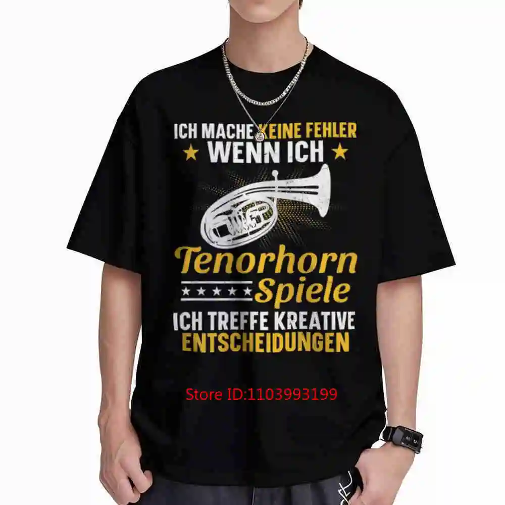 Tenor Horn Musician German Quote Short Sleeve Tee 100% Cotton T-Shirt