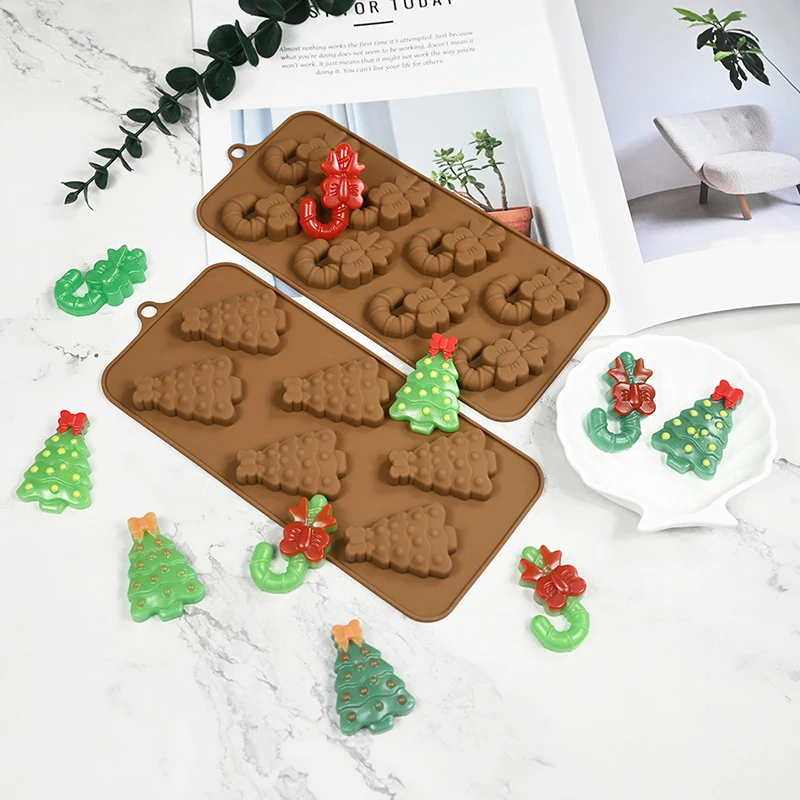 

Christmas Tree Cane Santa Claus Bear Shape Design Silicone Mold DIY Fondant Chocolate Cake Decorating Tools Kitchen Baking Mold