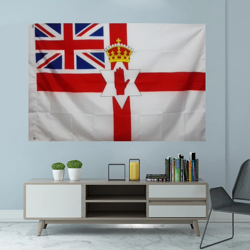 British Empire Northern Ireland 1953-1972 Irish Red Hand Flag Graphic Custom Banner Polyester Shaft Cover Grommet 3X5FT 90X150CM