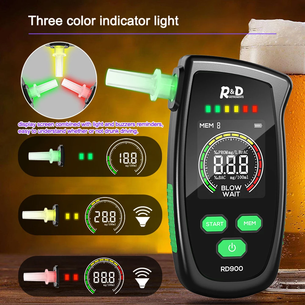 Handheld Alcohol Tester LCD Screen Digital Alcohol Detector Alcohol Breath Tester Breathalyzer Alcotest High Accurancy