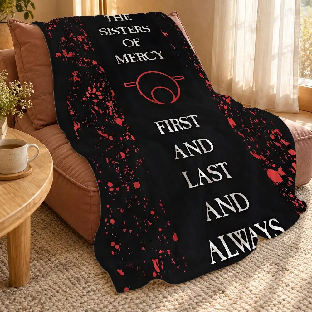 The Sisters Of Mercy Band Throw Double Sided Flannel Throw Blanket Soft Travel Camping Sofa Bed Home