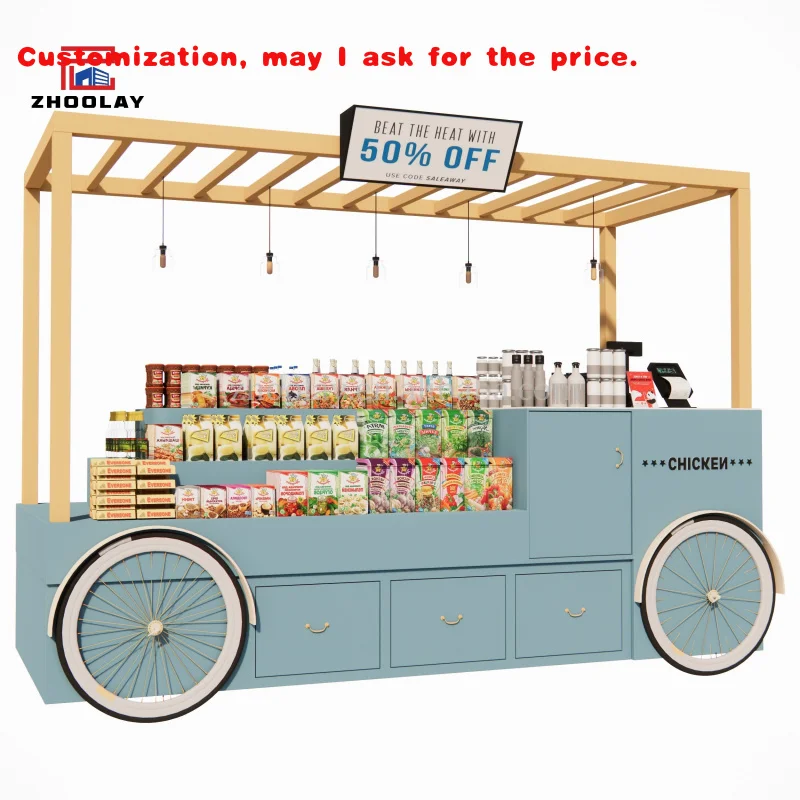 custom.Community Streets Mobile Food Cart Sales Snack Mobile Stand on Street Food Stand Commodities Cart Shed