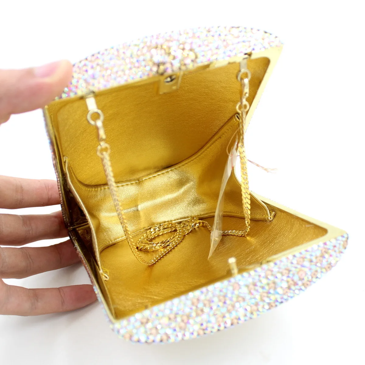 New Design Gradient Color Handmade Full Diamond Clutch Bag Rhinestone Ladies Evening Bag for Wedding Party view 4