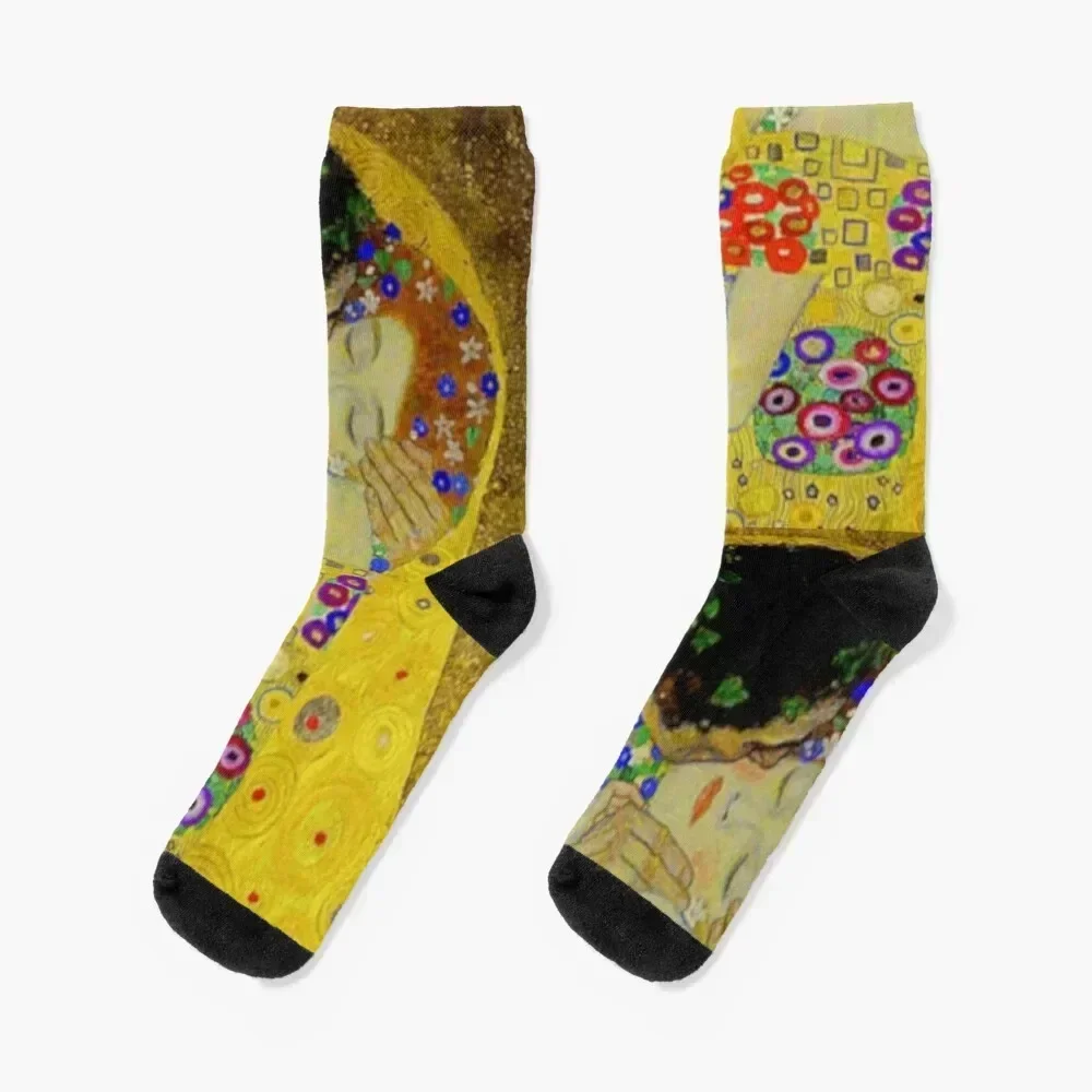 The Kiss by Gustav Klimt |Liebespaar - The Lovers Socks Soccer cartoon Socks Men Women's