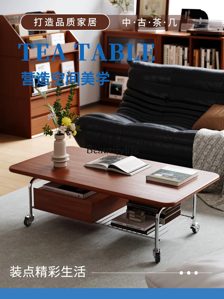 

Light luxury high-end sense removable living room minimalist storage medieval coffee table