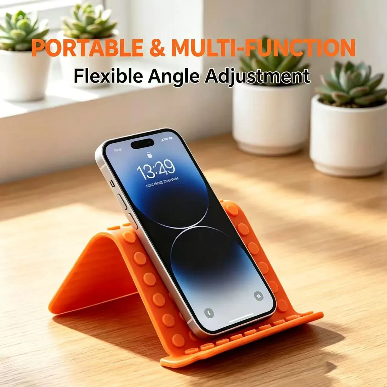 Portable Universal Phone Stand Angle Adjustable Silicone Desktop Tablet Laptop Holder Foldable Transforming Bracket with Hook