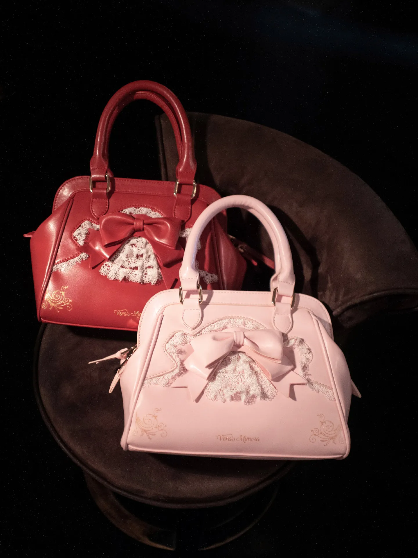 Women's Top-Handle Bags Kawaii Girls Handbags Lolita Style Shell Handbag with Lace Bow PU Leather Crossbody Bags for Lady view 5