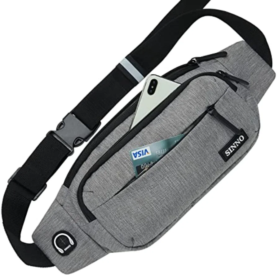 

SINNO Large Crossbody Fanny Pack for Women Men Belt Bag With 4-Zipper Pockets for Travel Running Hiking Workout Dog Walking Out