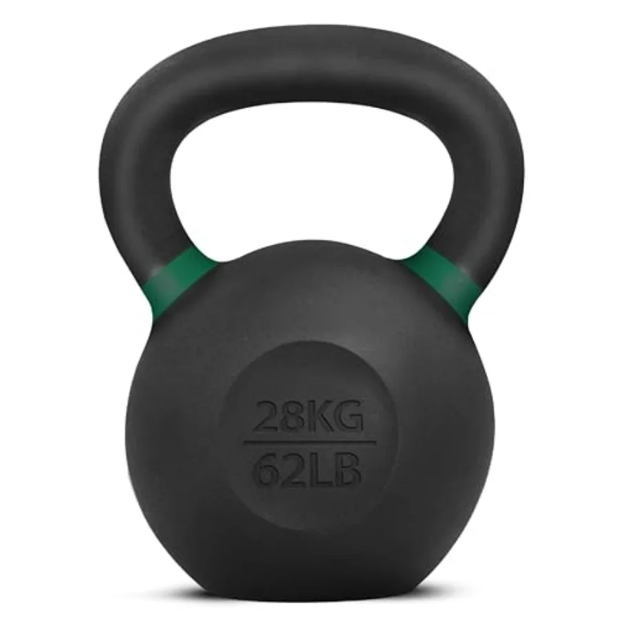 مجموعة أوزان Kettlebell من الحديد الزهر المطلي بالمسحوق 28 كجم 62 رطل لتدريب القوة لتمارين الجسم بالكامل في المنزل