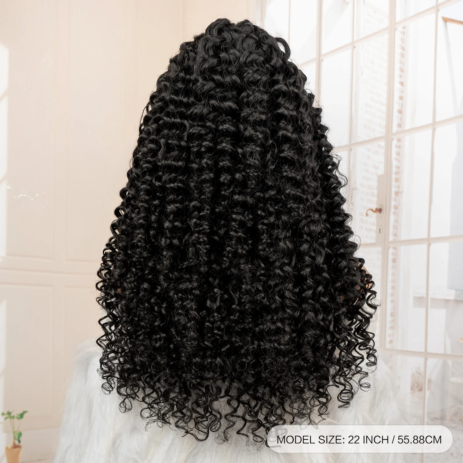 22 بوصة الاصطناعية مجعد شعر مستعار متموج مع الضفائر العقص الطبيعي مجعد 13x4 الدانتيل الجبهة الباروكات للنساء استبدال الشعر المستعار #3