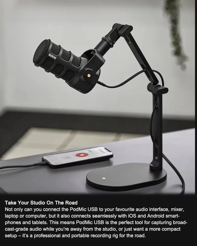 RODE PodMic USB Versatile Dynamic Broadcast Microphone With XLR & USB Connectivity for Podcasting Streaming Gaming Music-Making