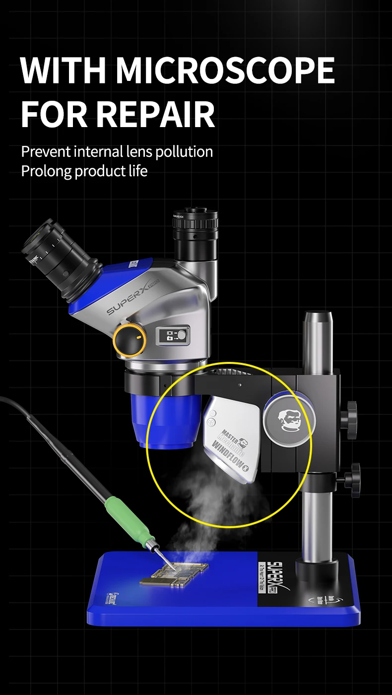 Mechanic WindFlow X 2 IN 1 Fume Extractor LED Ring Lamp Instrument Adjustable Oil Fume Remover for Microscope Soldering Repair