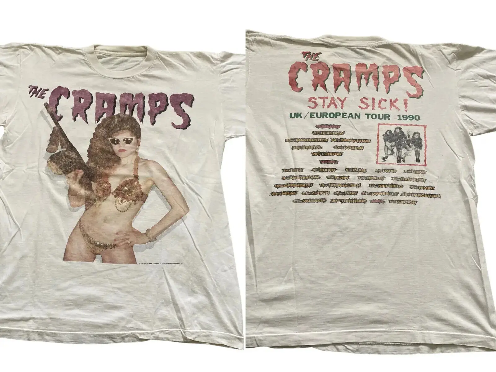 1990 The Cramps Stay Sick UK European Tour T Shirt Full Size S-5XL