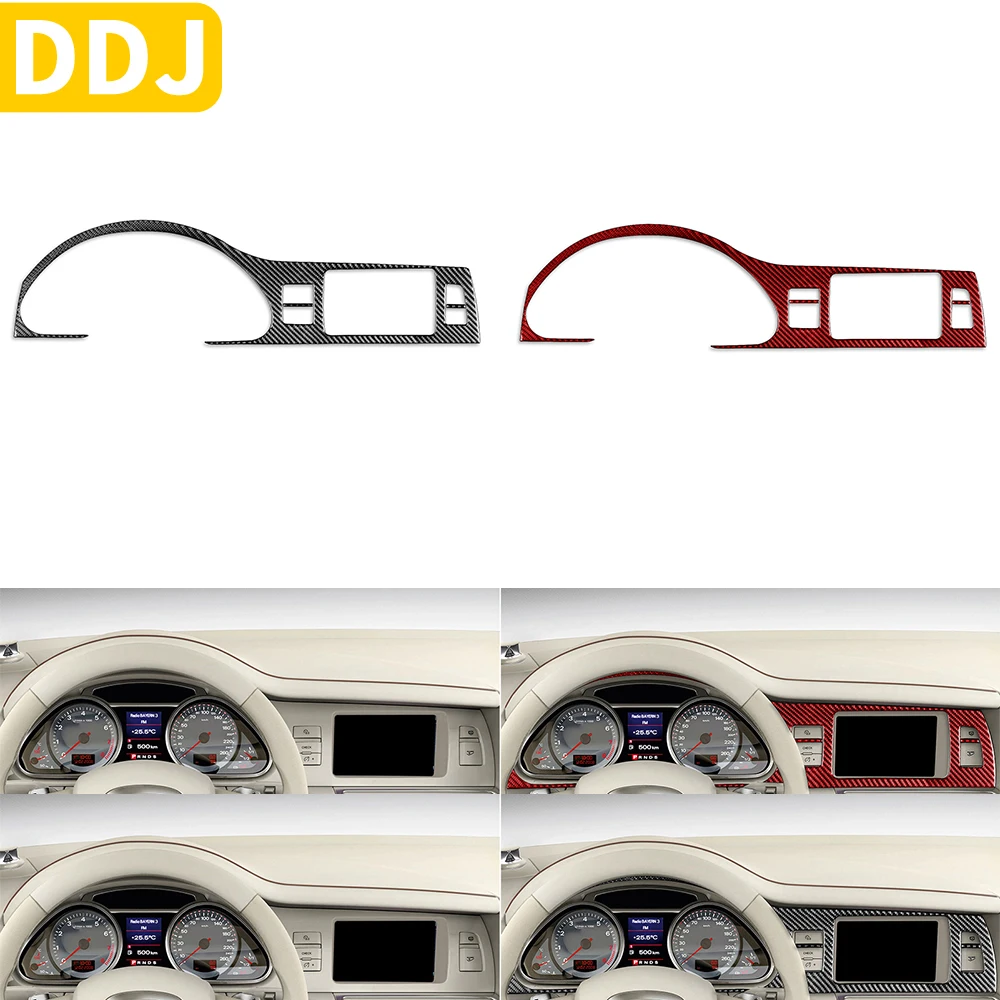 3pcs Carbon Fiber Interior Auto Dashboard Surround Trim Sticker For Audi Q7 2007-2015 Modification Decoration Styling