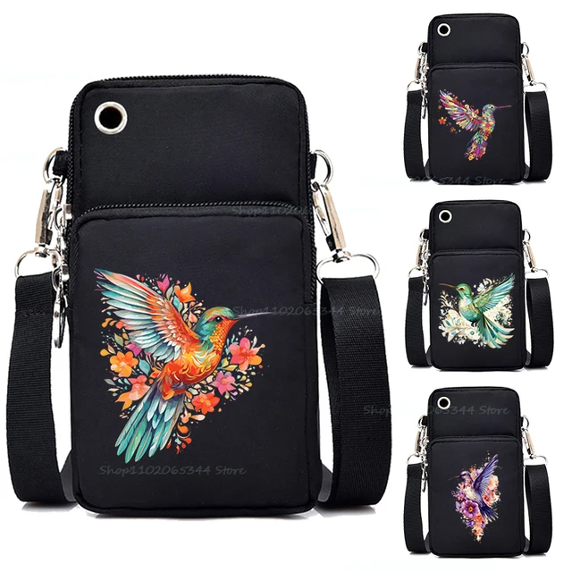 Vintage Hummingbird kwiatowy damskie małe torby na ramię typu crossbody moda zwierząt miłośnik ptaków Mini torba na telefon komórkowy torby listonoszki