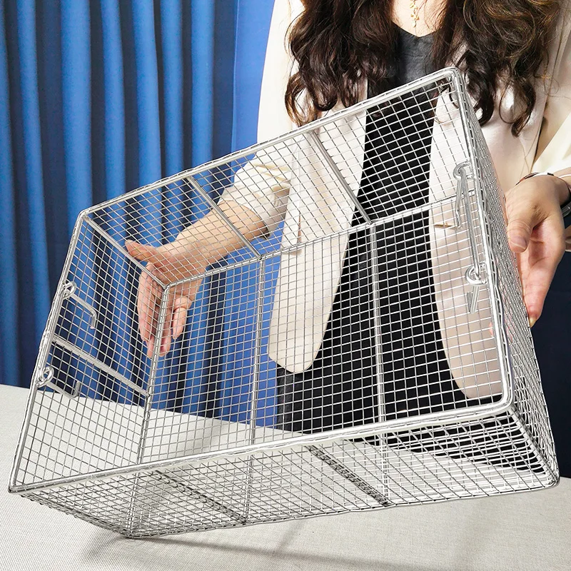 304 Stainless Steel Instrument Cleaning Basket, Rectangular Metal Wire Mesh Basket for Washing, Filtering, Draining, Steaming, F