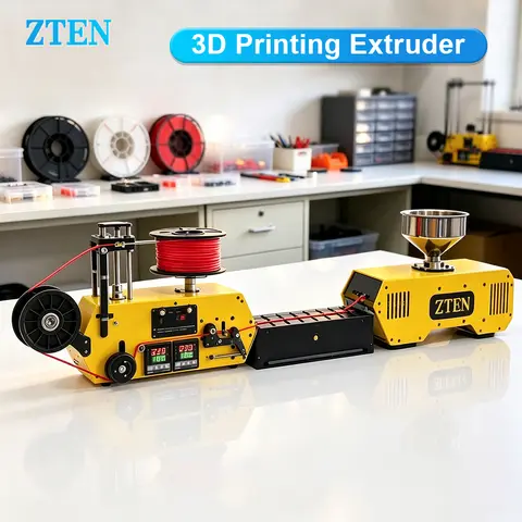 HT400 Mini Desktop Filament Extruder 500g/h 400°C High Temp Lab Recycling Extrusion Machine for Carbon Fiber PLA PETG PEEK PA