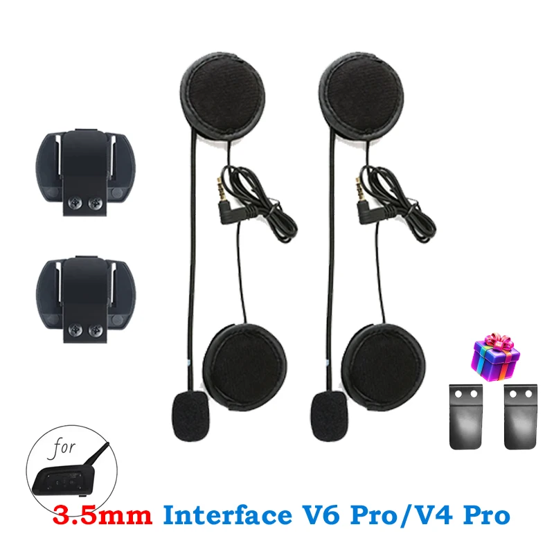 

1/2pcs For Xinowy V6 PRO Helmet Intercom Clip 3.5mm Microphone Speaker Headset for Vnetphone V4 Motorcycle Bluetooth Interphone