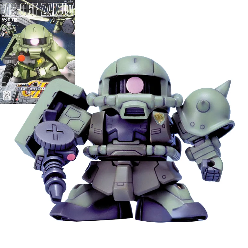 

Bandai Genuine Gundam Model Kit SD BB MS-06F Zaku II Green Collection Gunpla Anime Action Figure Toys Gift 8CM For Children