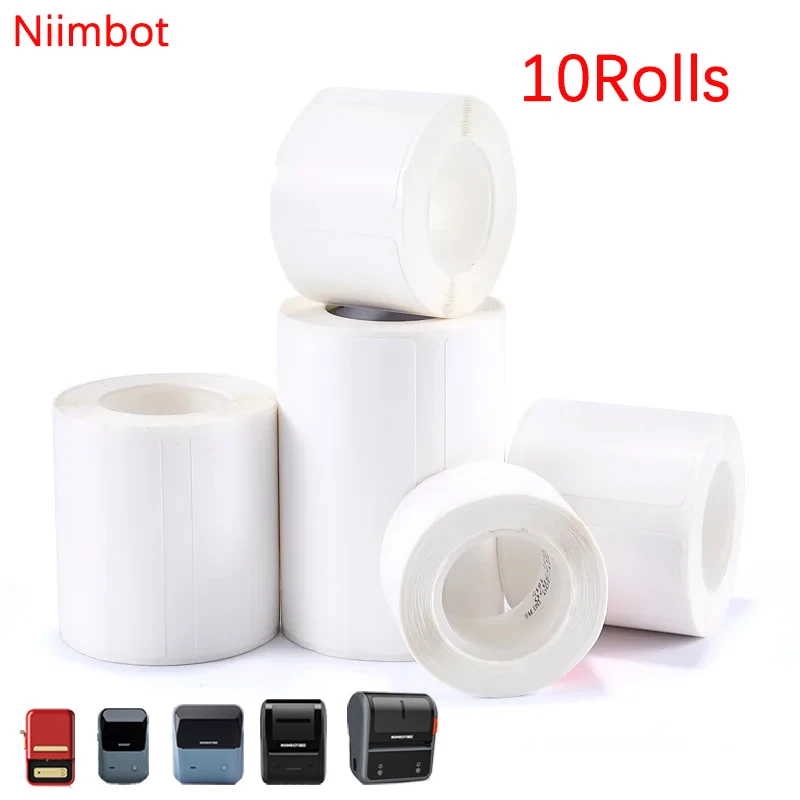 

Niimbot B1/B21/B203/B3S 10 рулонов, белая этикетка, бумага, водонепроницаемые наклейки с именами, наклейки для печати этикеток «сделай сам», бирки для домашнего хранения