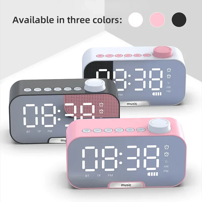 Smart Bluetooth Speaker Clock Mirror Sound Alarm Digital Clock Speakers