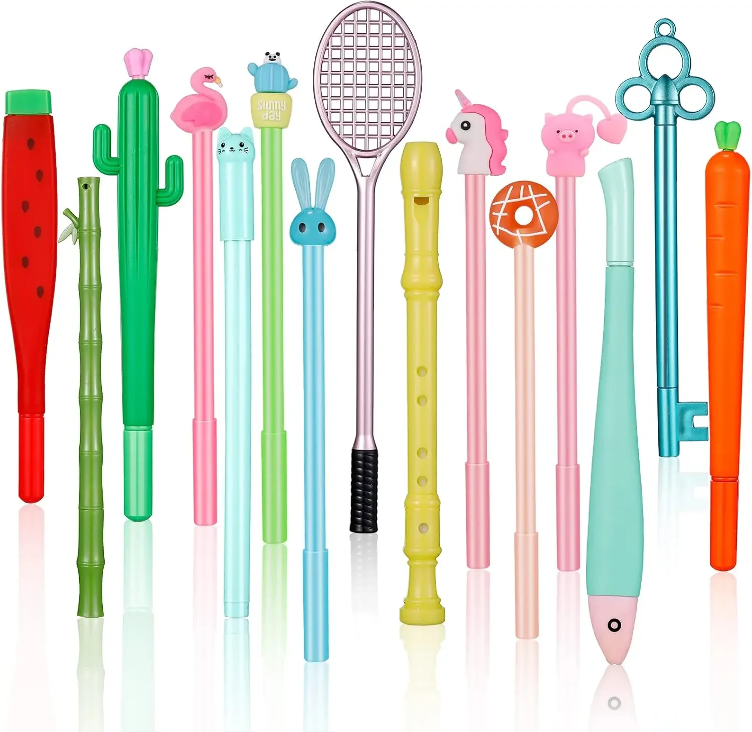 

24 Pcs Wholesale Cartoon Bulk Funny Fruit Animal Cactus Gel Pens for Classroom Reward Back To School