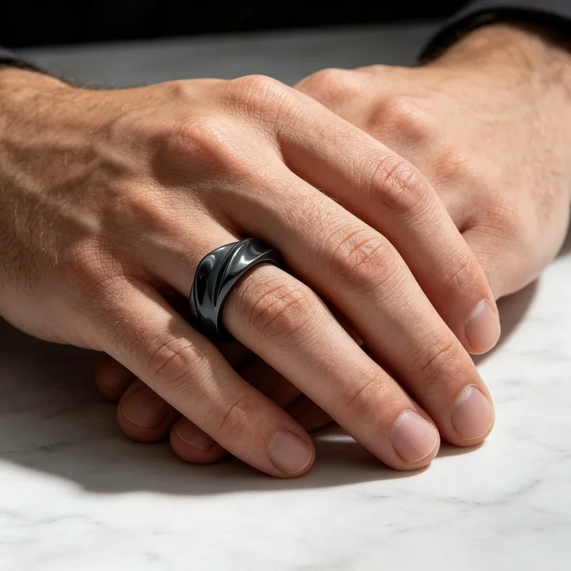 Mobius Ring for Men, Oxidized Twisted Stainless Steel Finger Band,Retro Endless Love Anniversary Gift for Him