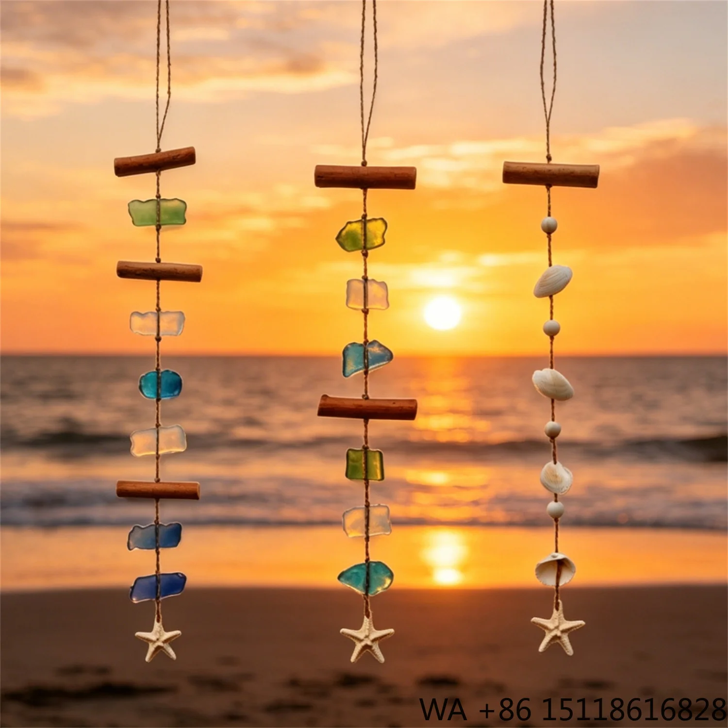 Drop-shipping  Handcrafted  Sand-blasted Irregular Bohemian Ocean Style Modern Minimalist Natural Shell Sea Glass Home Decor