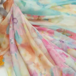 Soft 30D Printed Chiffon Fabric Floral Cloth Artificial Silk Scarf Cosplay Dress Skirt Clothing Material