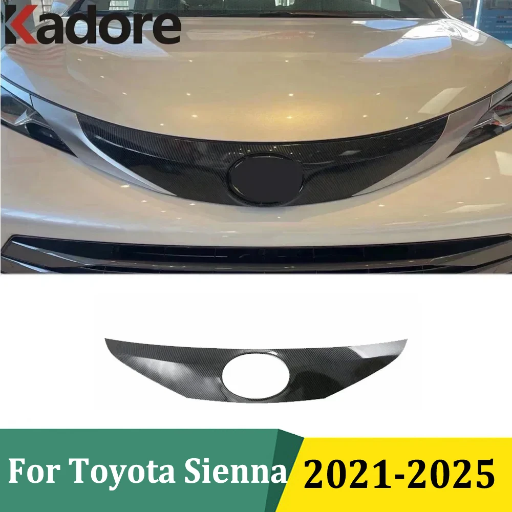 

For Toyota Sienna 2021-2025 Front Logo Decorative Mark Grid Grill Grille Racing Cover Trim Sticker Carbon Fiber Car Accessories