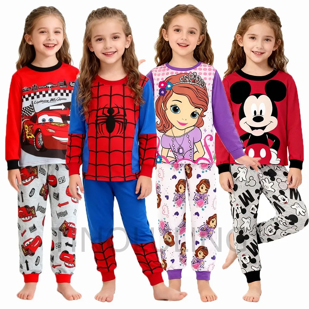 

Одежда для маленьких мальчиков, пижамные комплекты Disney для малышей, бутиковая хлопковая пижама, детская пижама с длинными рукавами, комплект из двух предметов от 2 до 3 5 6 7 лет