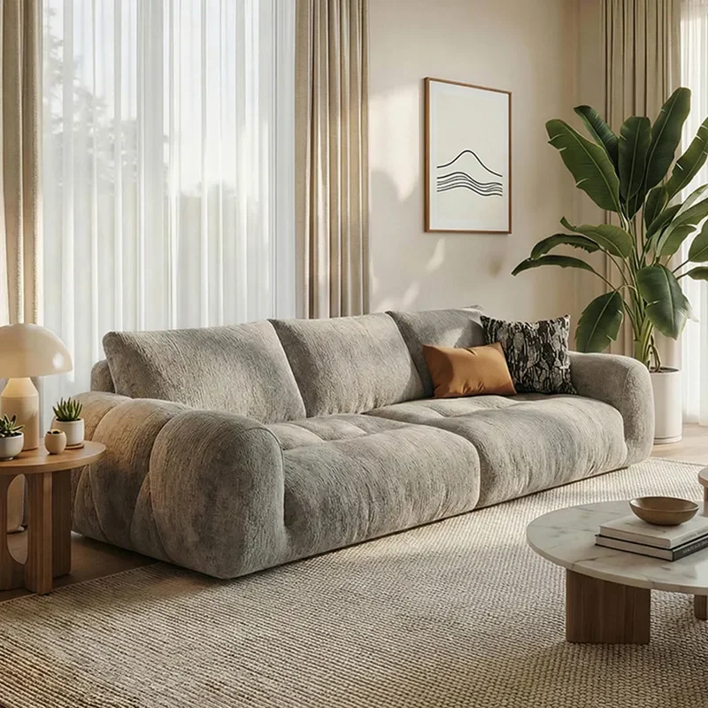 for French Cream Style Snow Neil Puff Cloud Island Sofa Antique Living Room Small Apartment Straight Row Retro Sofa