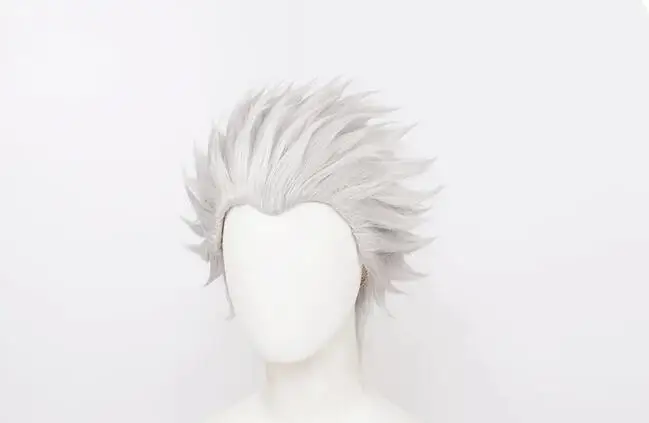 Wig + topi Wig Cosplay kostum Anime rambut sintetik tahan panas keperakan pendek