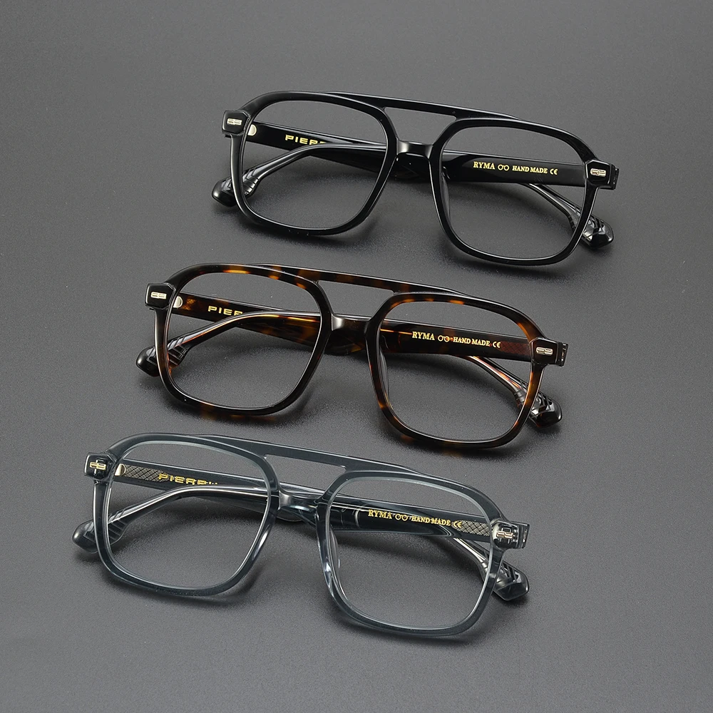 New Vintage pilot Eyewear Clear Lens Optical Acetate frog Eyeglass Frames For big face Women Men Myopia Prescription Eyeglasses