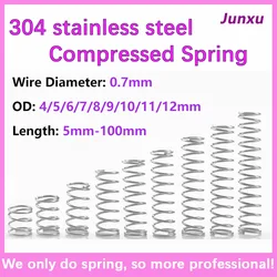 10-20pcs/Lot 0.7mm Stainless Steel Micro Small Compression Spring OD 4/5/6/7/8/9/10/11/12mm Length 5mm to 100mm